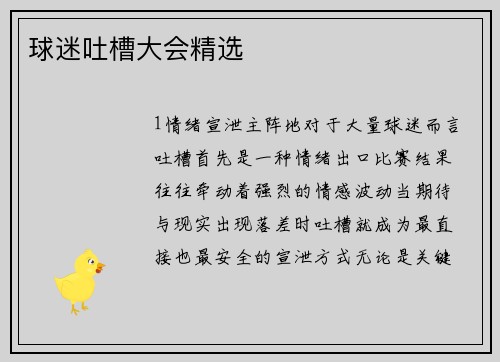 球迷吐槽大会精选